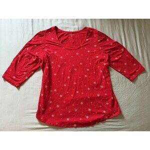 Lane Bryant Classic 3/4 Scoop Tee Red Snowflake 18/20